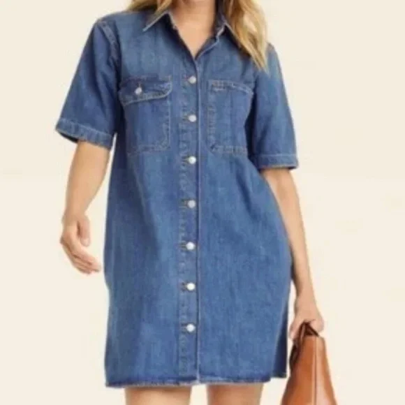 Universal Thread | Dresses | Universal Thread Medium Wash Blue Denim Short  Sleeve Mini Dress Nwt Size Xs | Poshmark